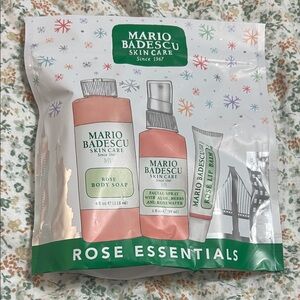 NEW Mario Badescu SkinCare Rose Essentials with soap, facial spray, & lip balm